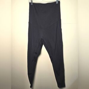 PoshDivah Black Maternity Athletic Leggings, Size Large